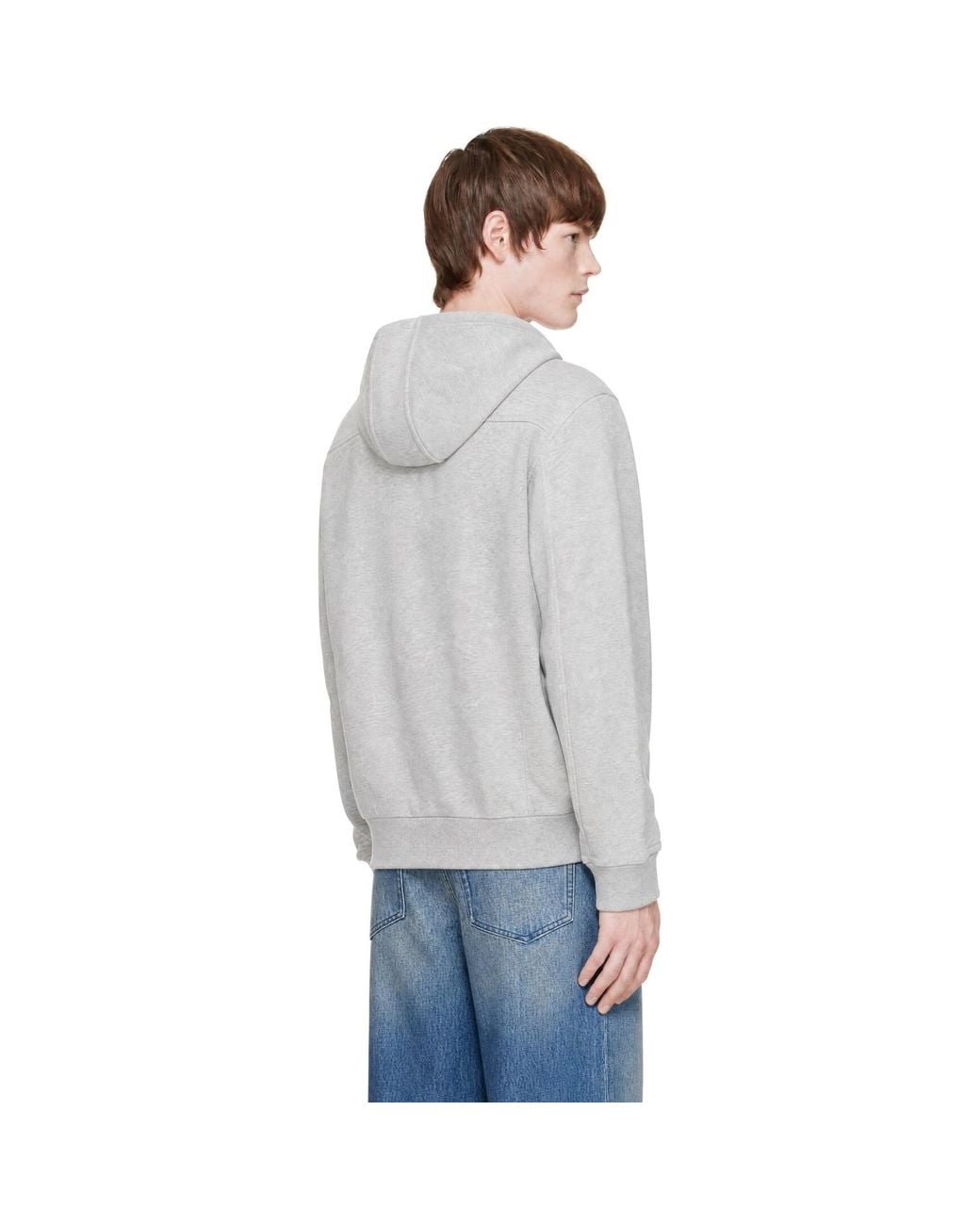 Dries Van Noten Gray Loose Zipped Hoodie for men