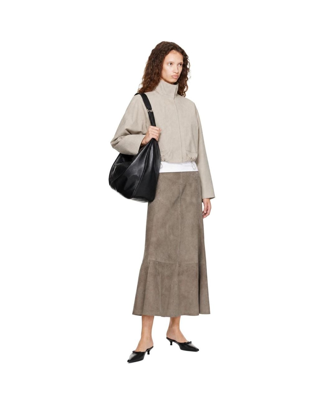 St. Agni Brown Taupe Suede Circle Maxi Skirt