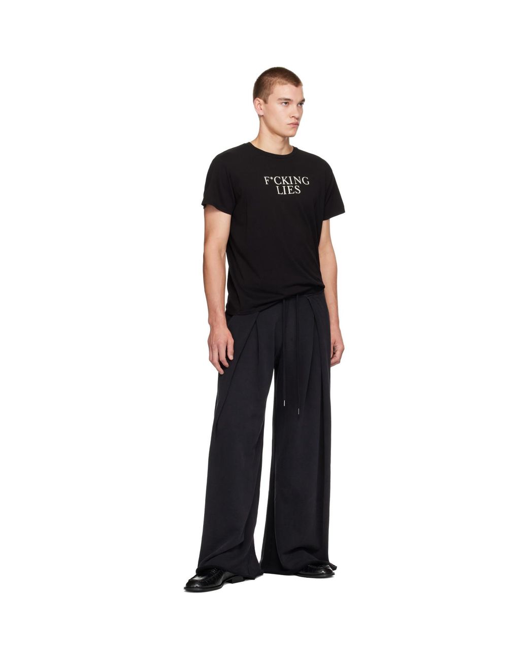 R13 Black Foldover Sweatpants for men