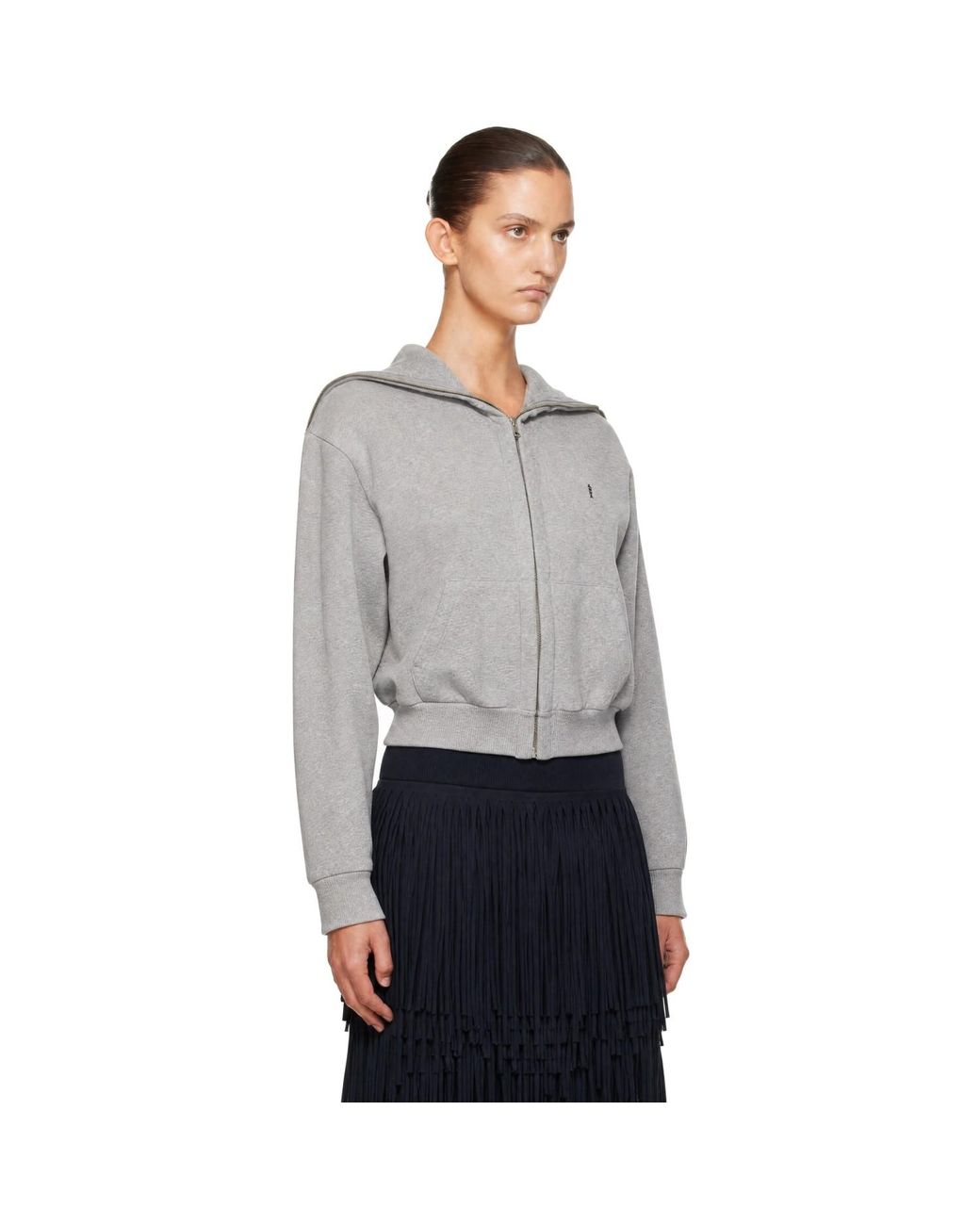 Abra Gray Zipped Up Neck Cardigan