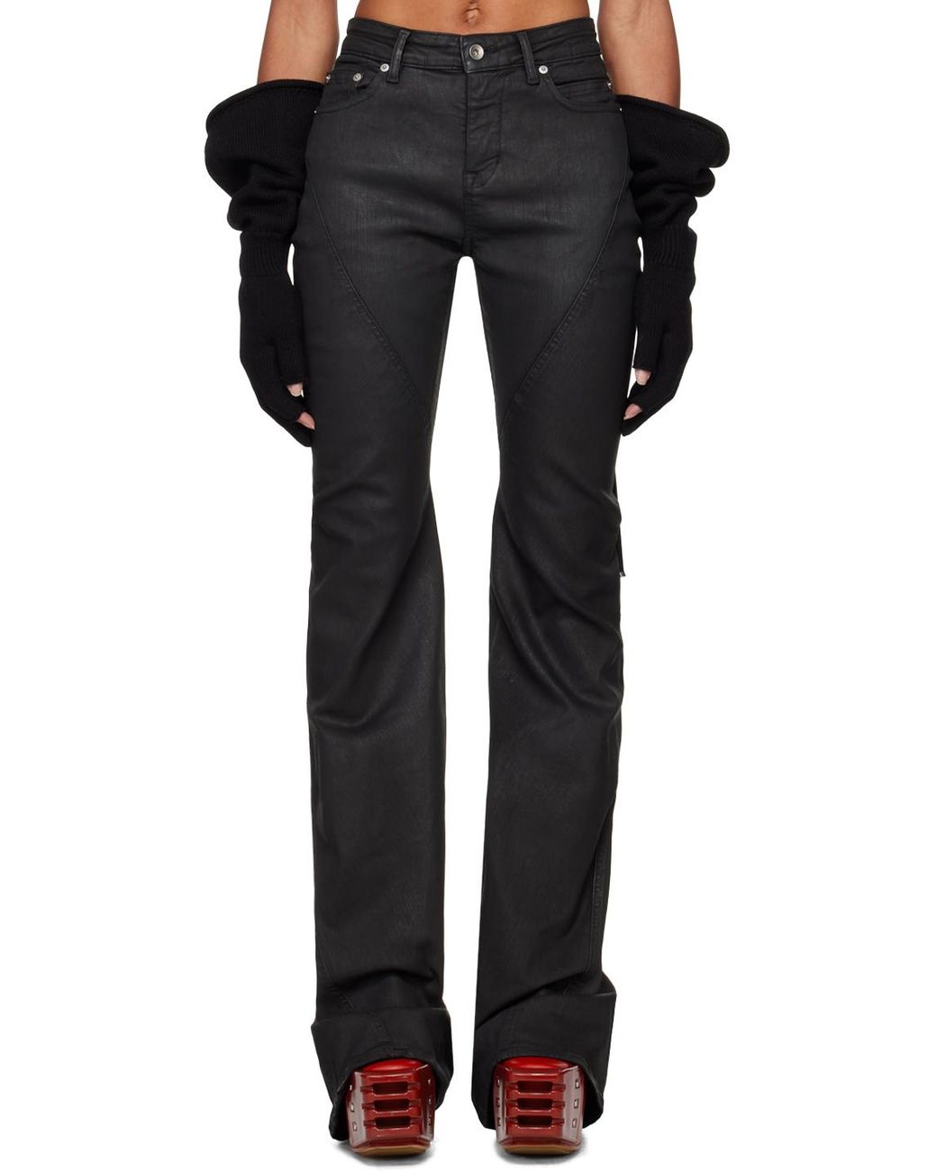 Rick Owens Porterville Bias Bootcut Jeans in Black | Lyst