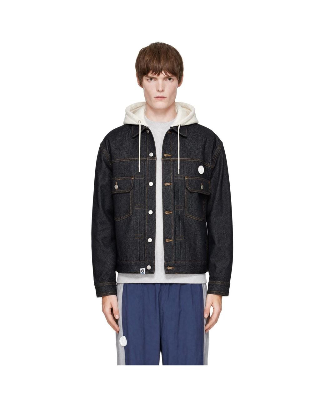Aape By A Bathing Ape Black 'Aapenow' Light Weight Denim Jacket for men