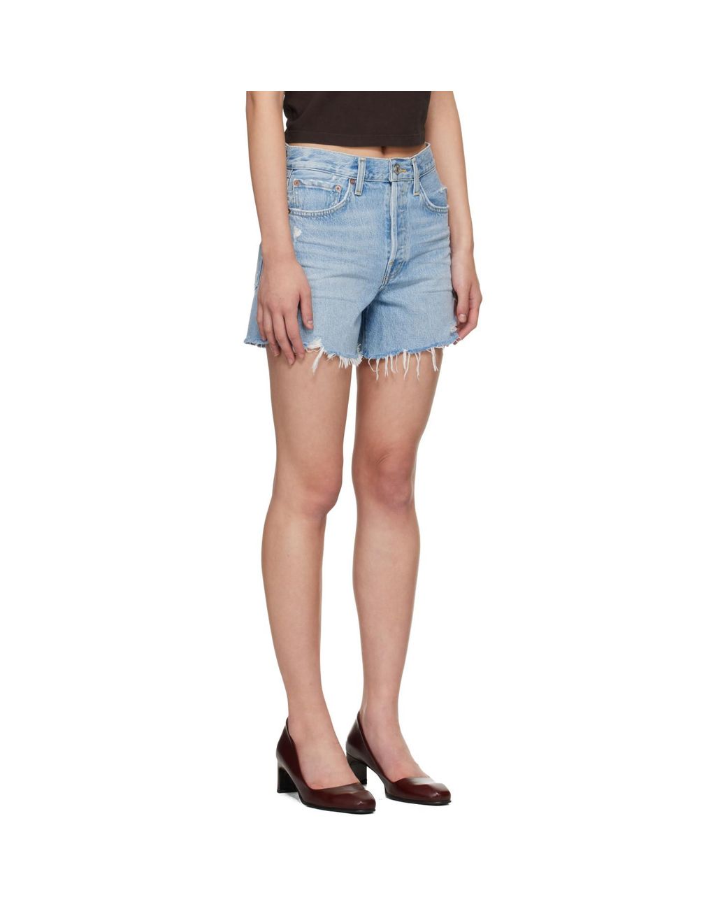 Agolde Blue Parker Long Denim Shorts