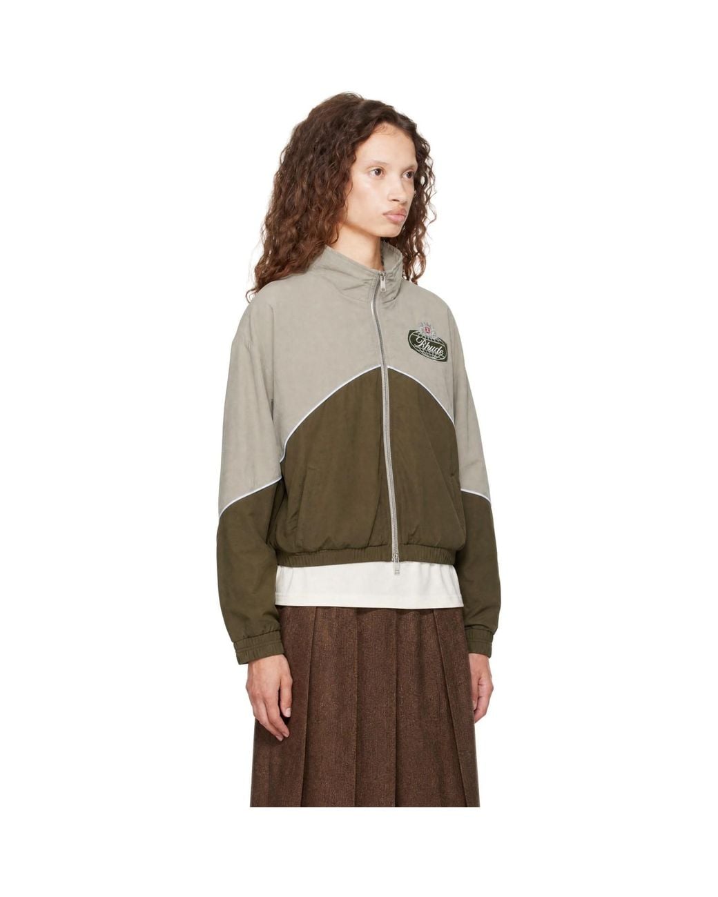 Rhude Brown Khaki & Taupe Desert Racing Track Jacket