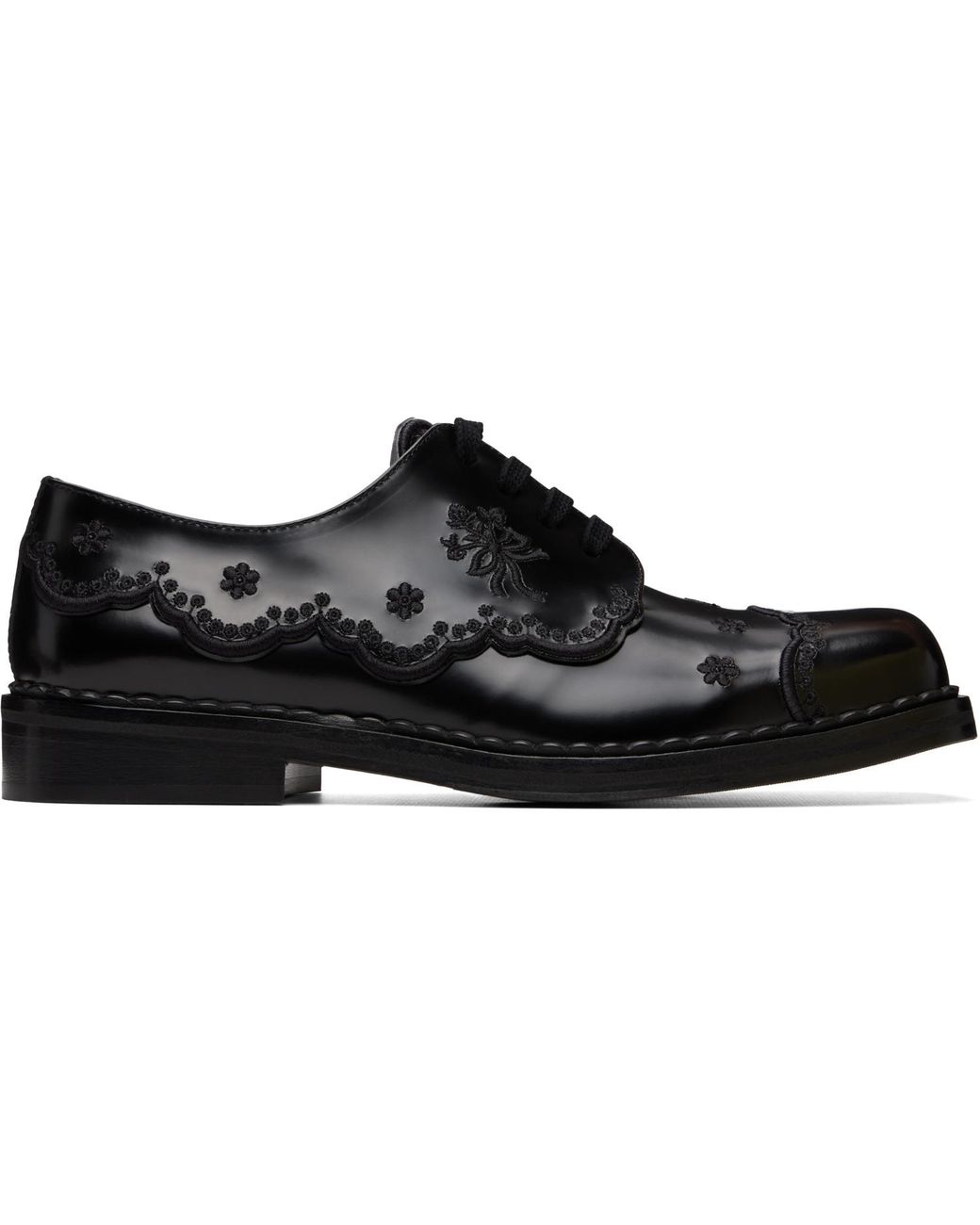 Simone Rocha Black Floral Lace Brogue Derbys for men