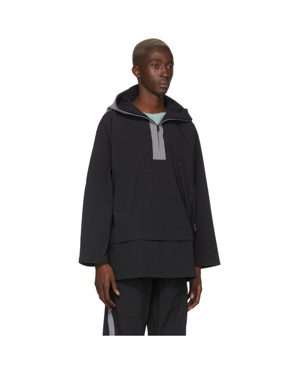 Kiko Kostadinov Black And Grey Asics Edition Poncho Hoodie for Men | Lyst  Canada