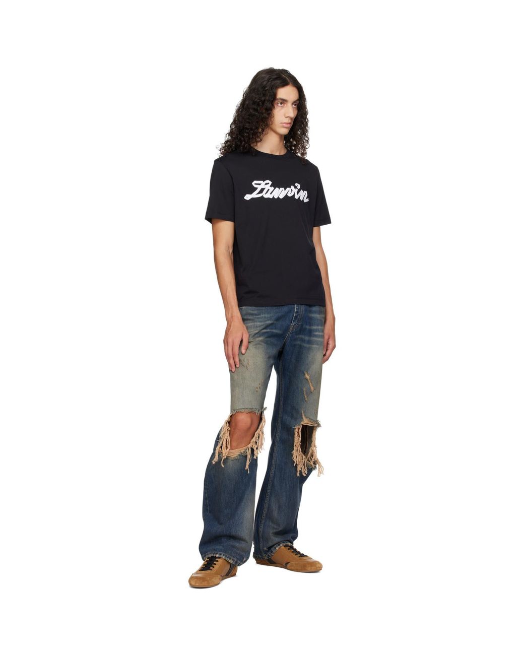 Lanvin Black Ribbon T-Shirt for men