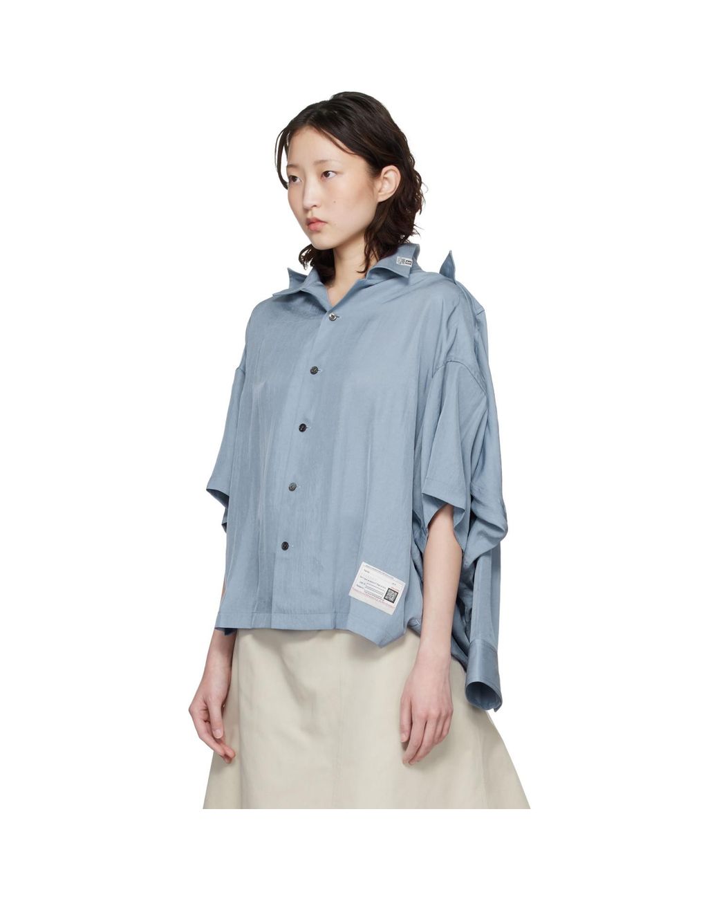 Maison Mihara Yasuhiro Blue Shawl Layered Shirt