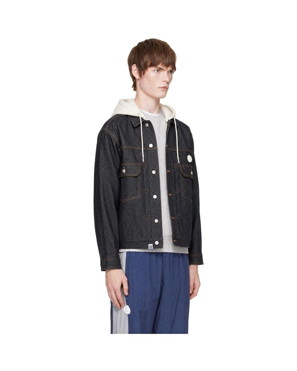 Aape By A Bathing Ape Black 'Aapenow' Light Weight Denim Jacket for men
