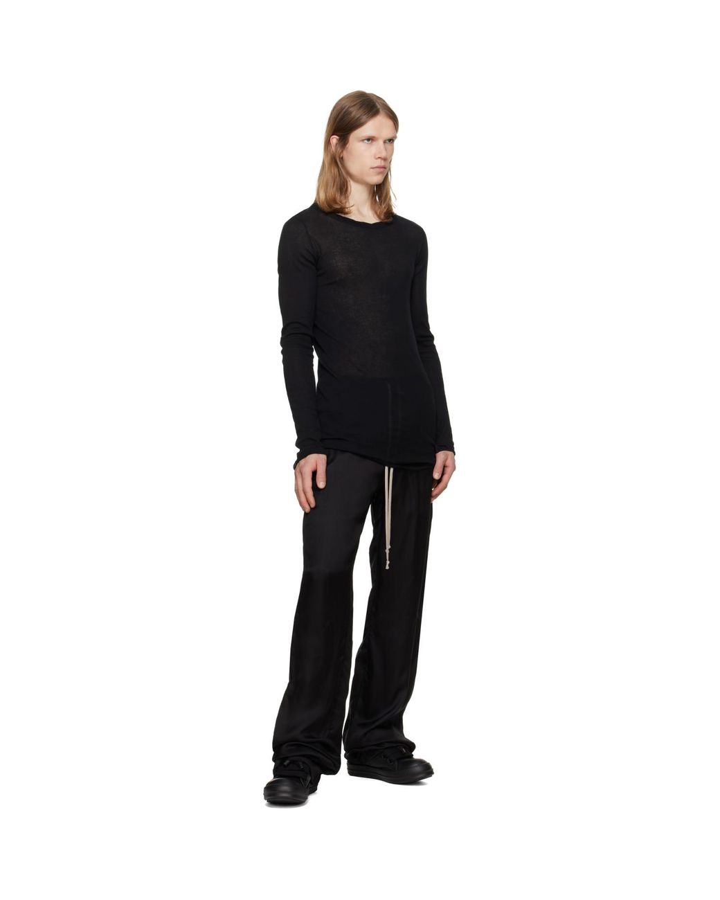 Rick Owens Black Tower Dietrich Drawstring Trousers for men
