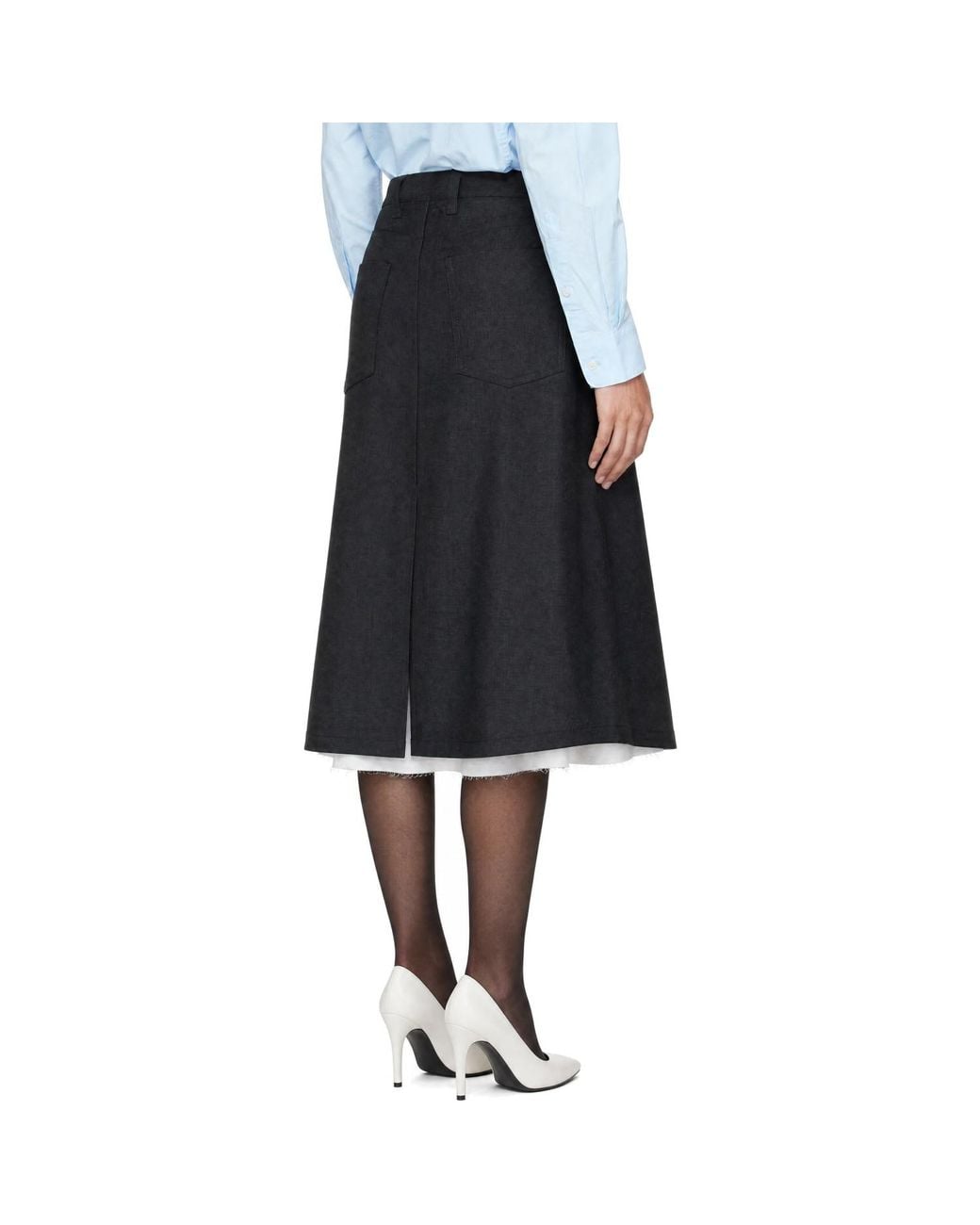 mfpen Rivet Vent Midi Skirt in Black | Lyst