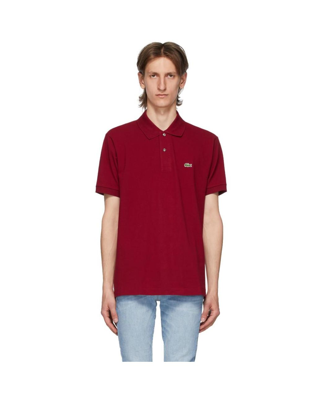 lacoste burgundy polo shirt