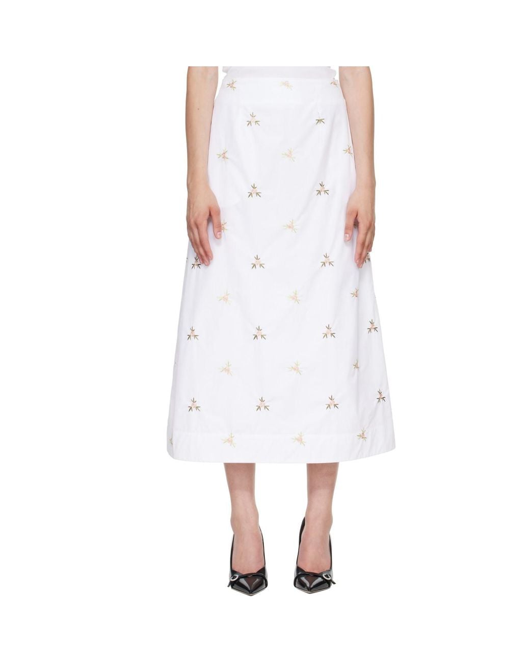Simone Rocha White Ripple Midi Skirt