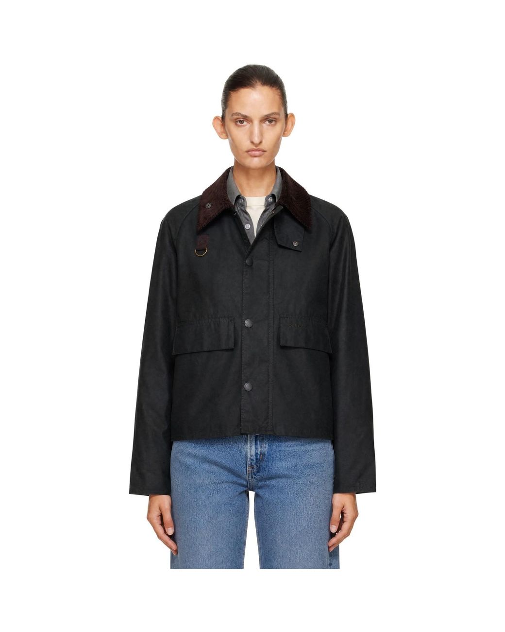 Barbour Black Spey Slim Waxed Jacket