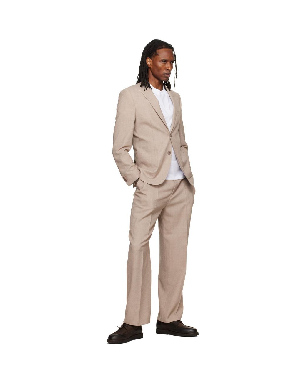 HUGO Brown Peaked Lapel Blazer for men