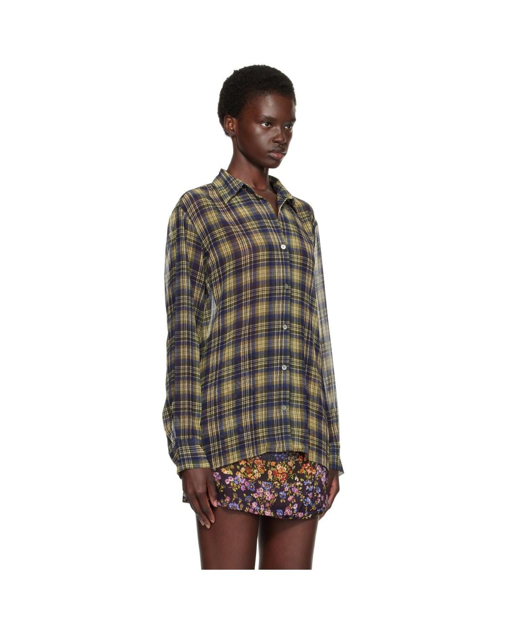 Dries Van Noten Brown Khaki & Pleated Shirt