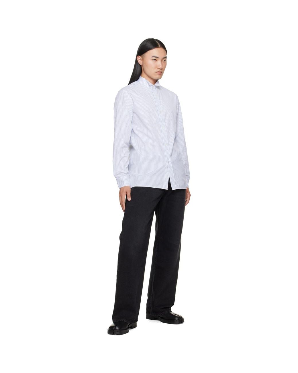 Maison Margiela White Striped Cotton Shirt for men
