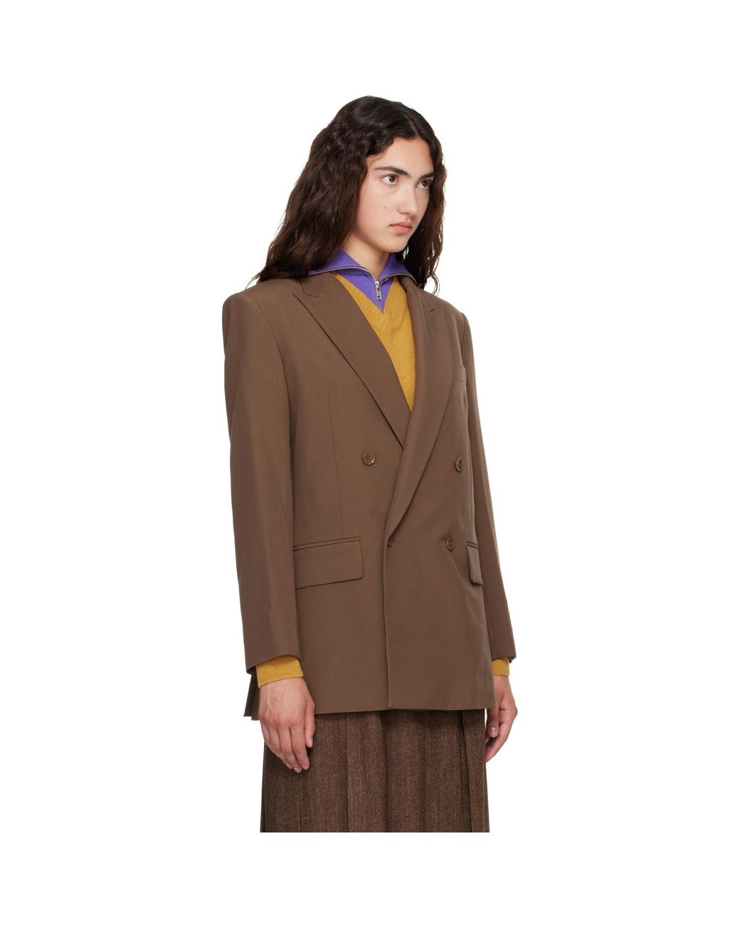 MM6 by Maison Margiela Brown Taupe Wool Blend Suit Blazer