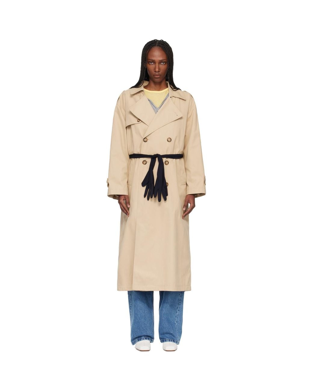 MM6 by Maison Margiela Natural Gloves Cotton Trench Coat