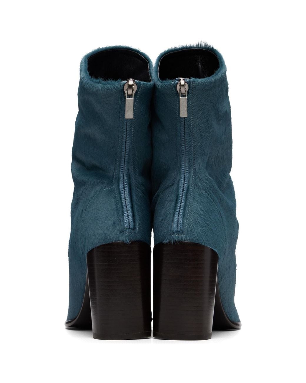 Lemaire Blue 80 Mm Glove Pony Heeled Ankle Boots