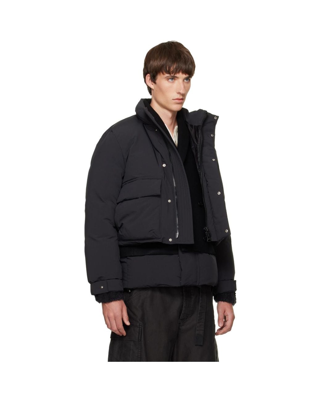 Sacai Black Down Puffer Blouson Jacket for men