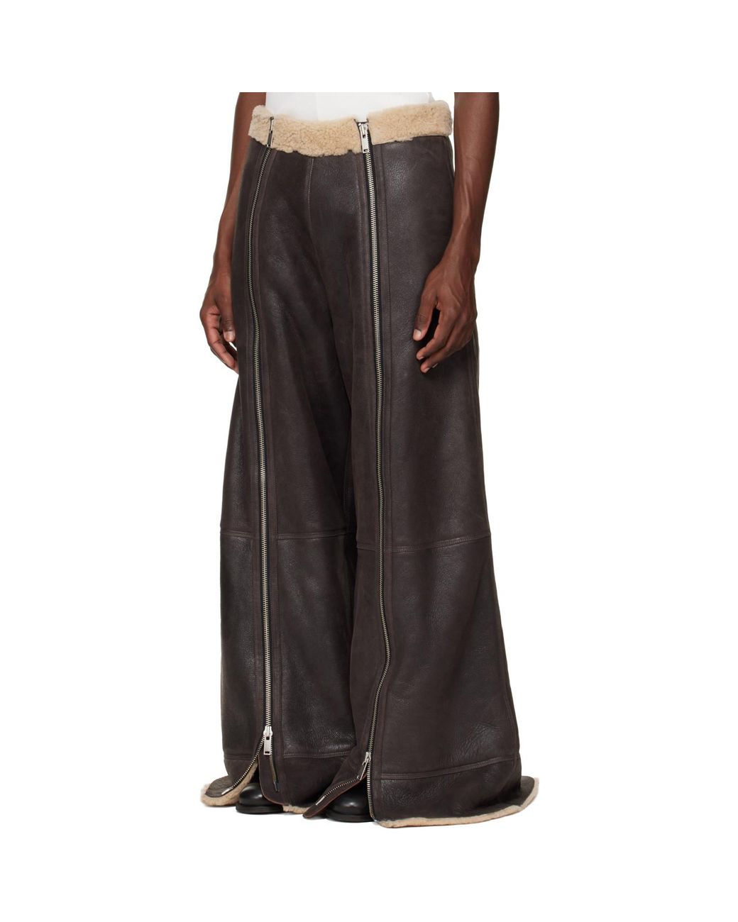 Lu'u Dan Black Ssense Exclusive Shearling Flight Pants for men