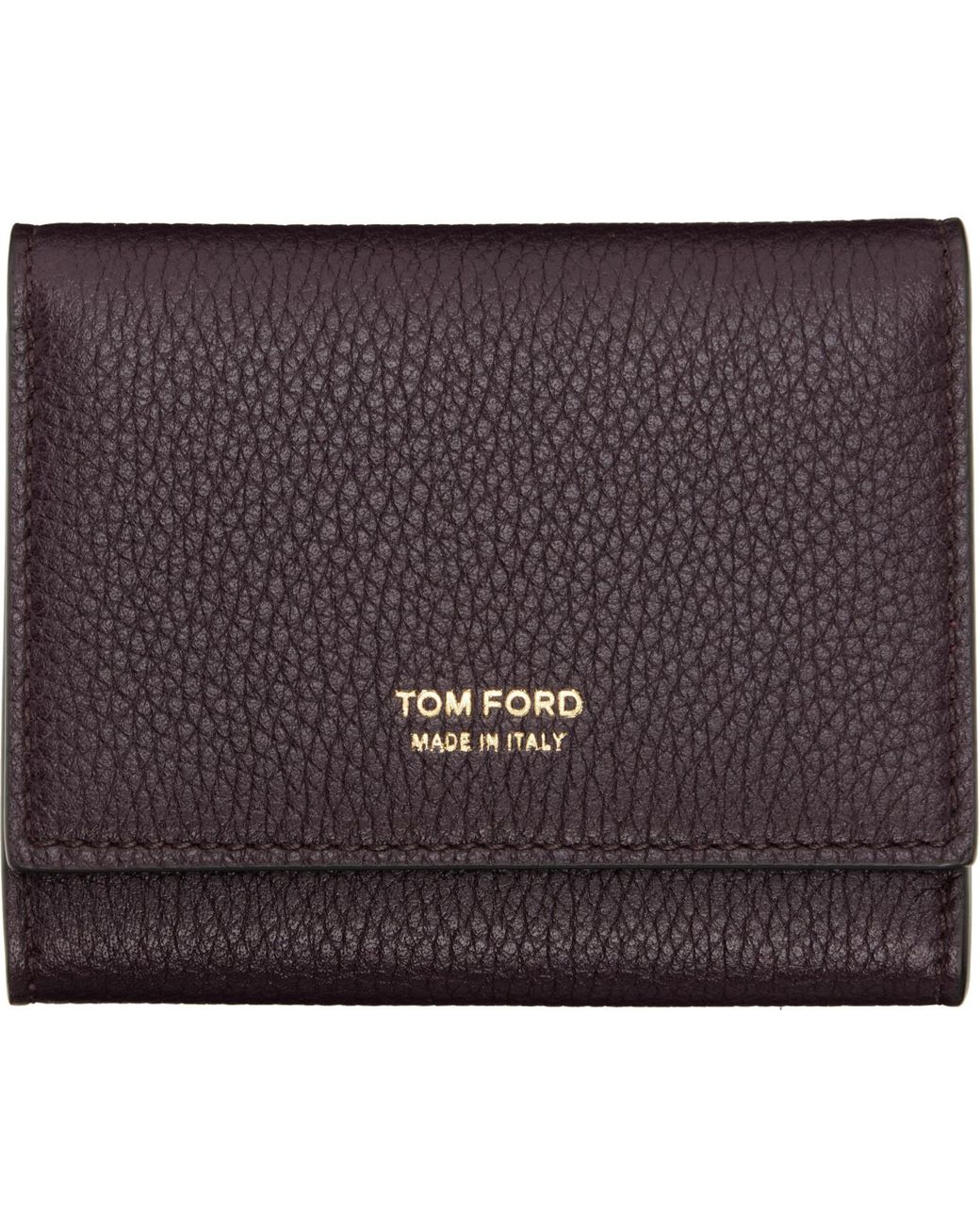 Tom Ford Purple Burgundy Soft Grain Leather Slim Card Holder for men