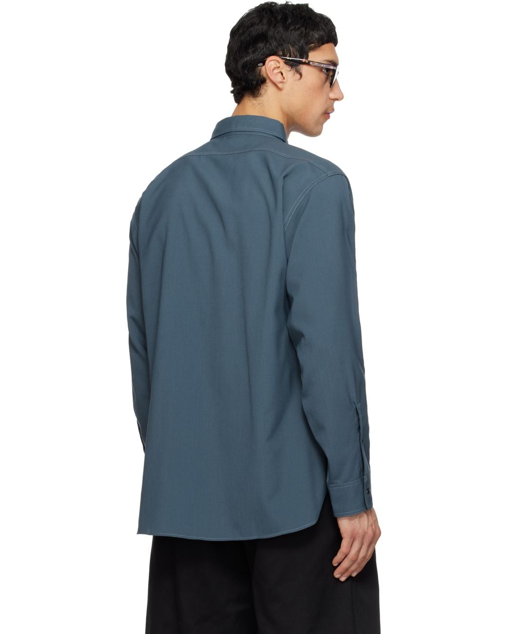 Nanamica Blue Polyester Wool Field Shirt for men