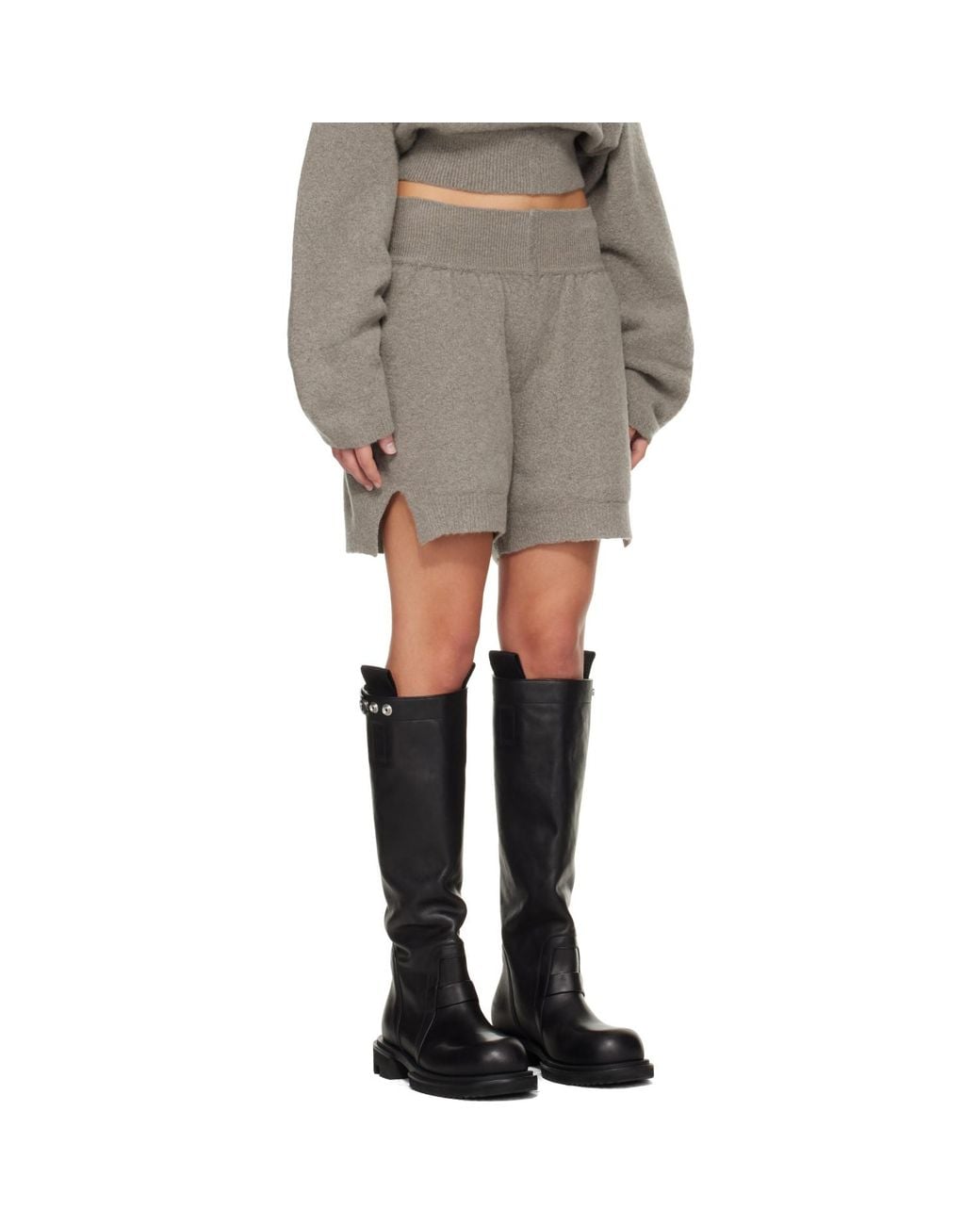 Rick Owens Gray Tower Cashmere Shorts