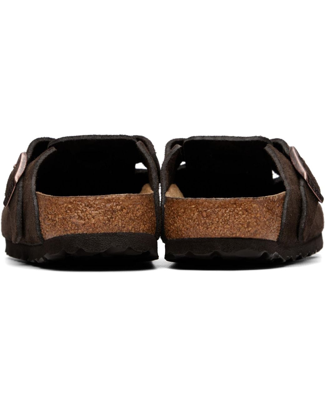 Birkenstock Brown Narrow Boston Soft Footbed Suede Leather Loafers