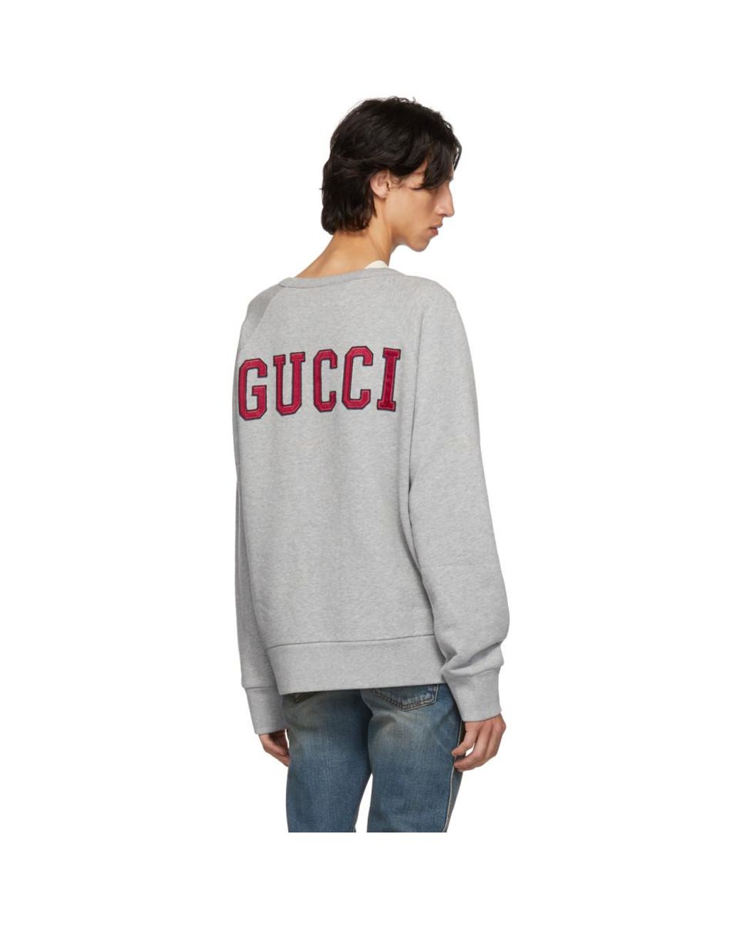 Gucci La Long Sleeved Sweatshirt in Gray for Men | Lyst