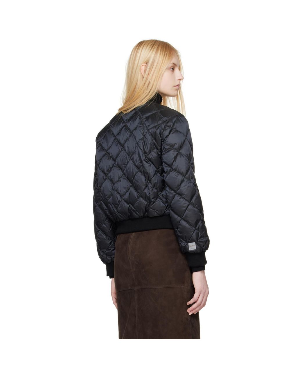 Max Mara Black The Cube Quilted Reversible Down Bomber Jacket