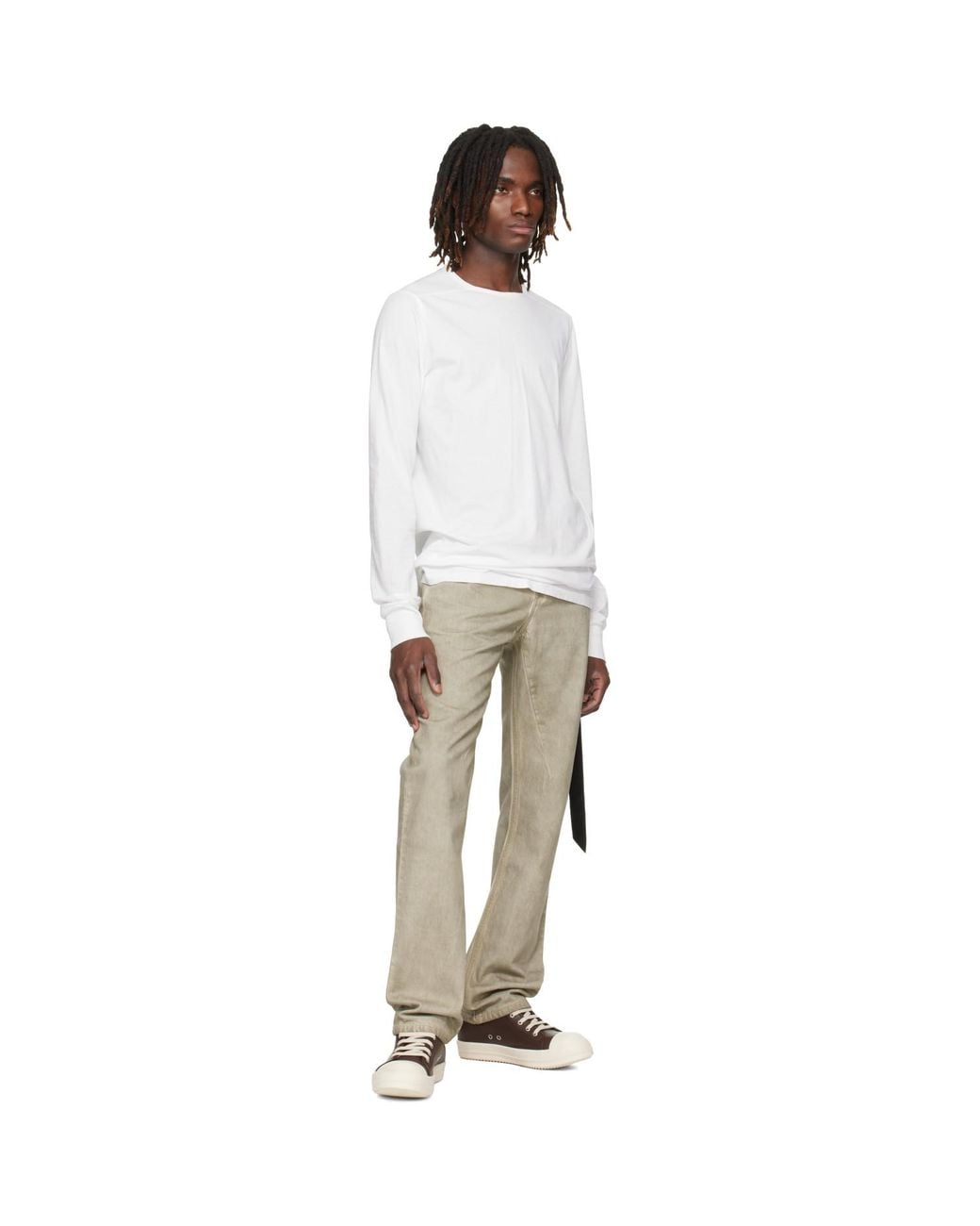 Rick Owens Natural Temple Fog Cut Jeans for men
