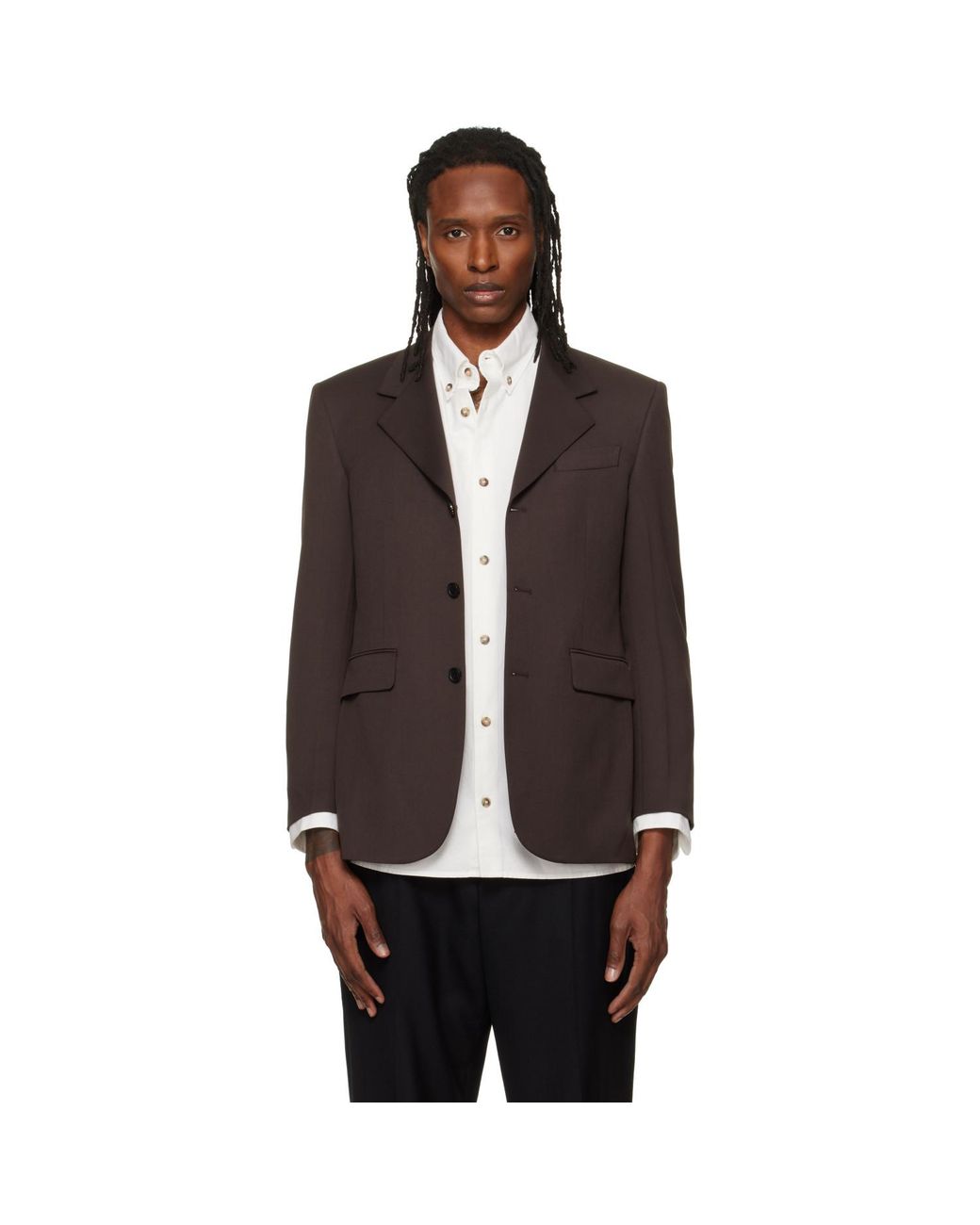 TONYWACK Brown Wool-Blend Tailored Blazer for men