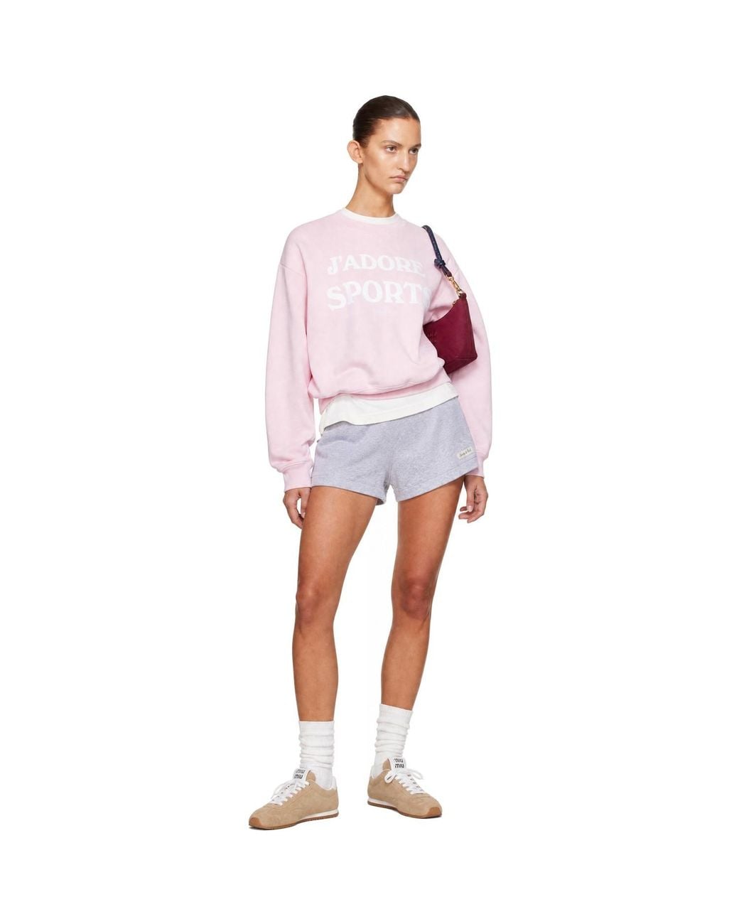 Sporty & Rich White 'J'Adore' Flocked Crewneck Sweatshirt