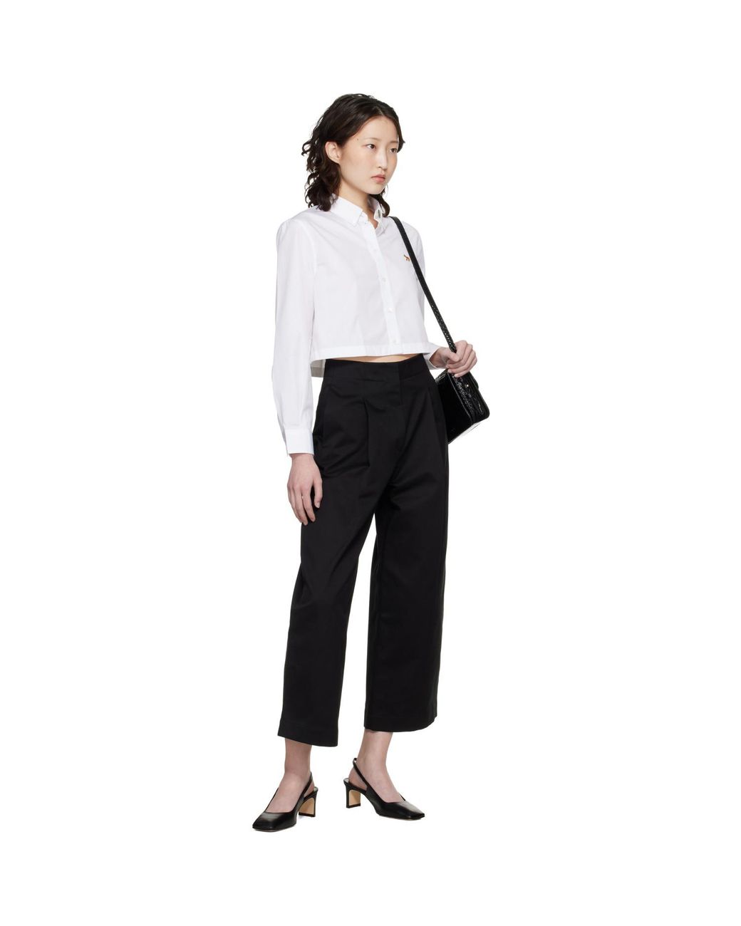 Maison Kitsuné White Baby Fox Cropped Shirt