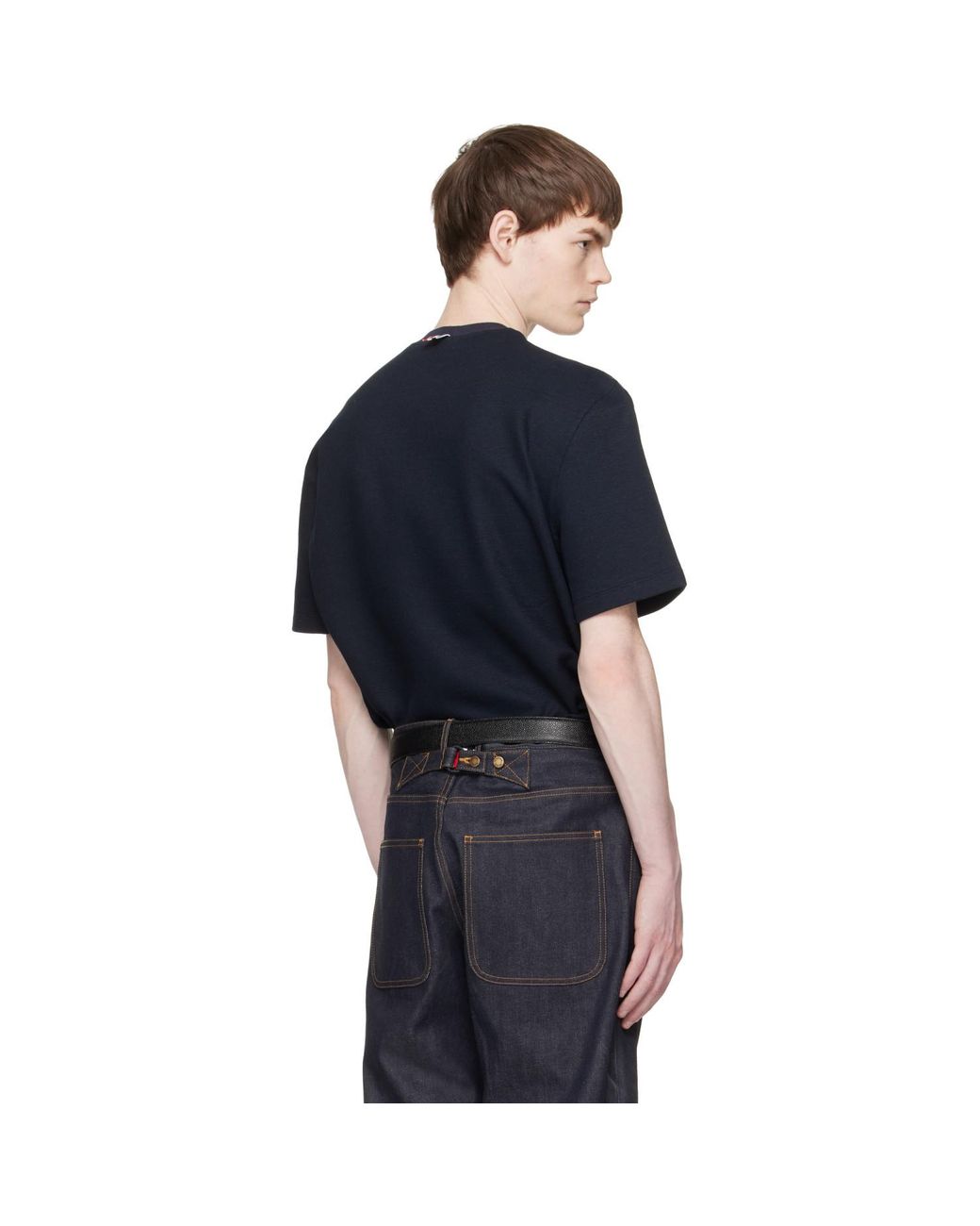 Thom Browne Blue Short Sleeve Pocket T-Shirt for men
