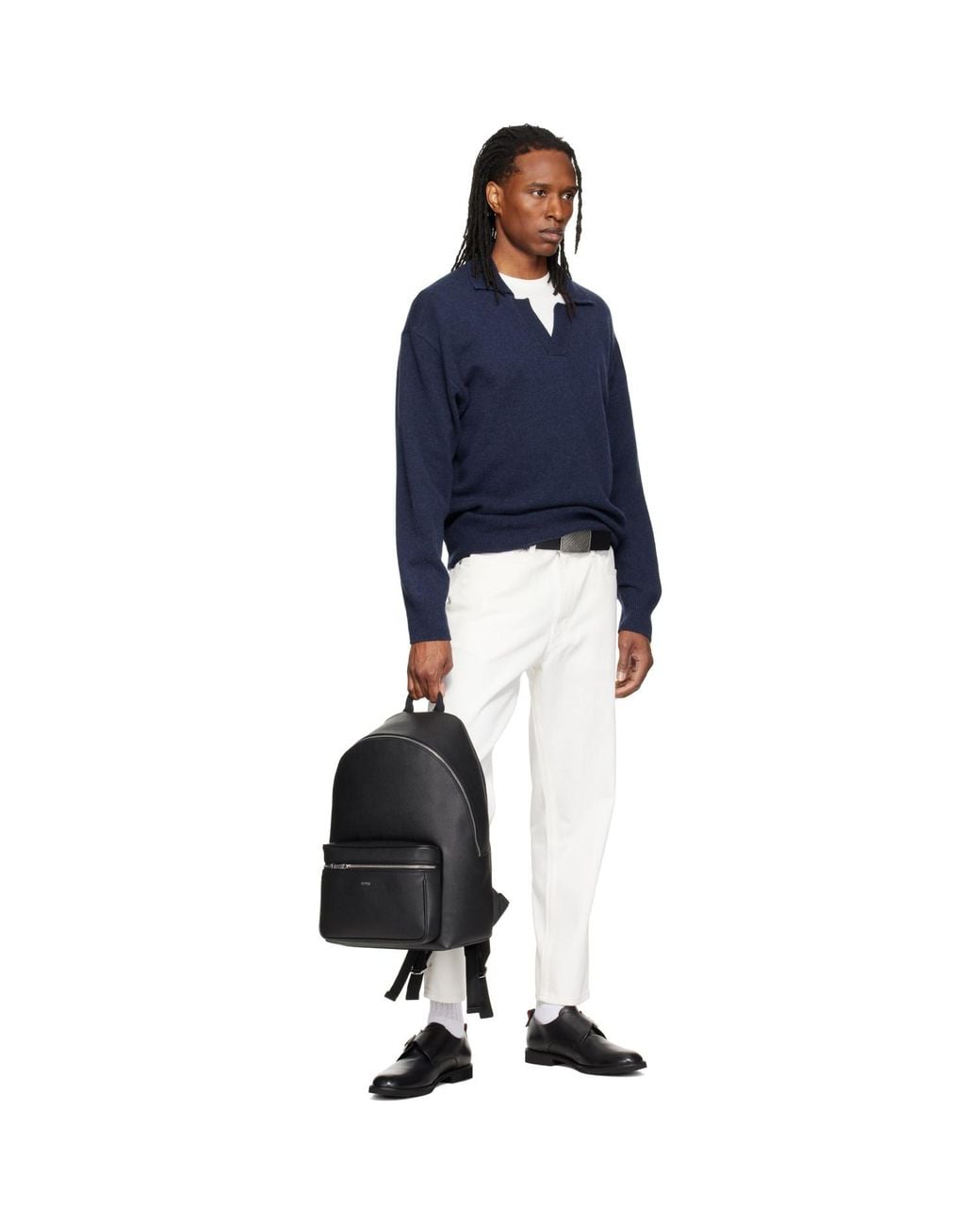 Boss Black Structured Logo Lettering Backpack for men