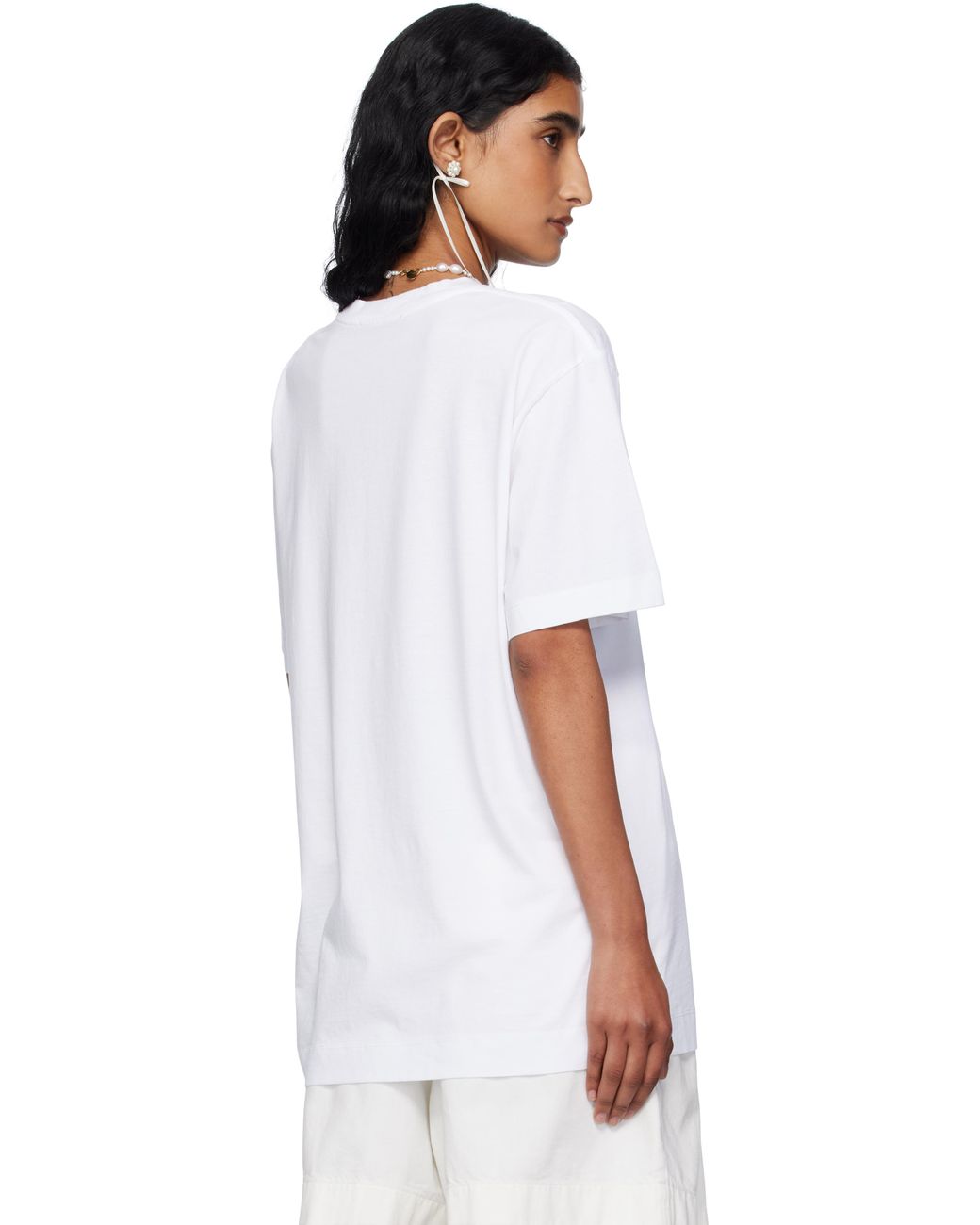 Simone Rocha White Ribbon Bow Tail T-Shirt