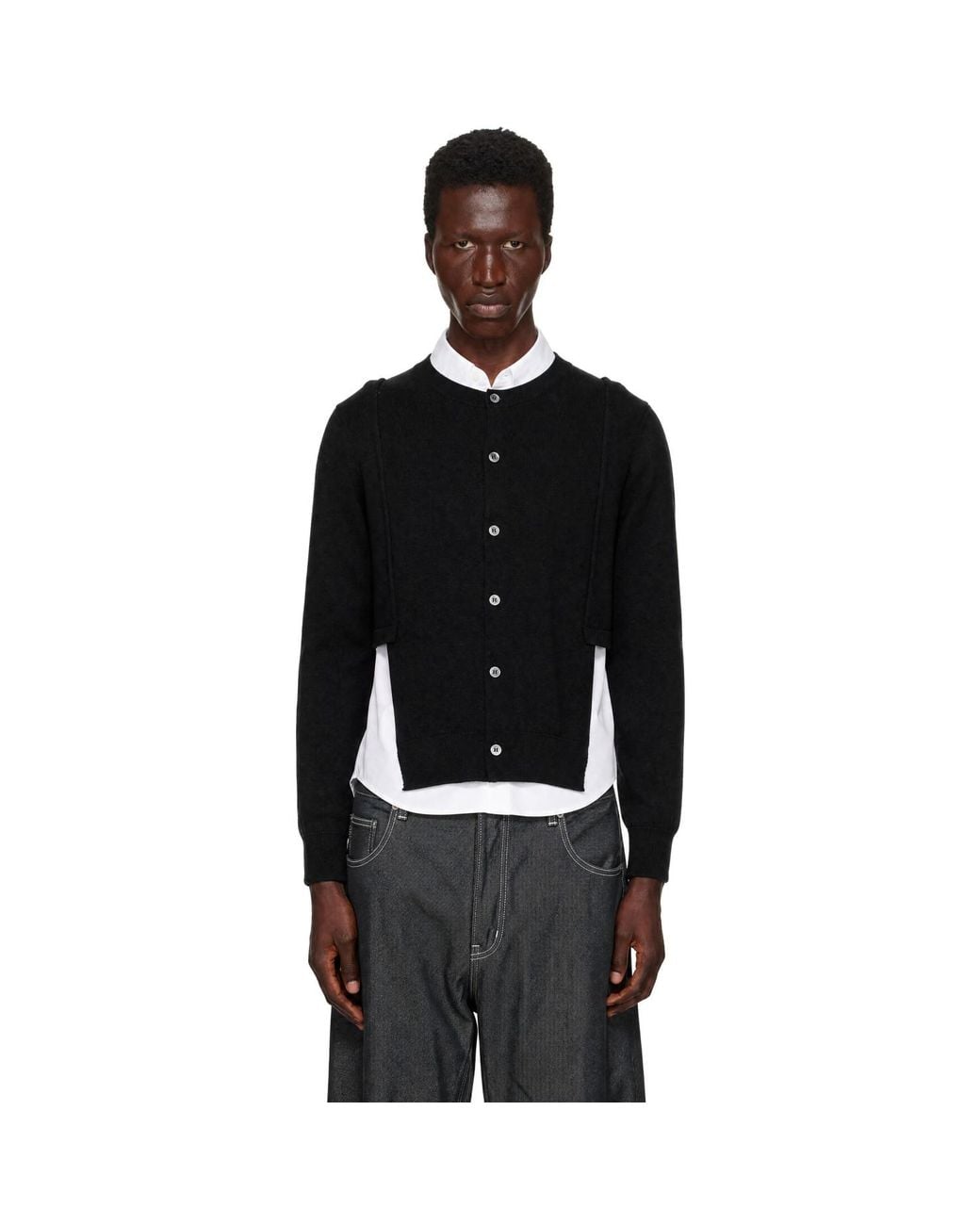 Comme des Garçons Black Wool Cardigan for men
