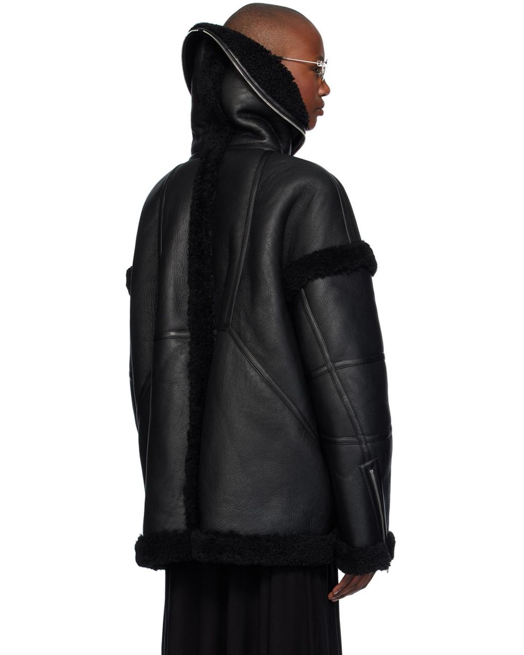 Helmut Lang Apex Teddy Reversible Leather Jacket in Black | Lyst