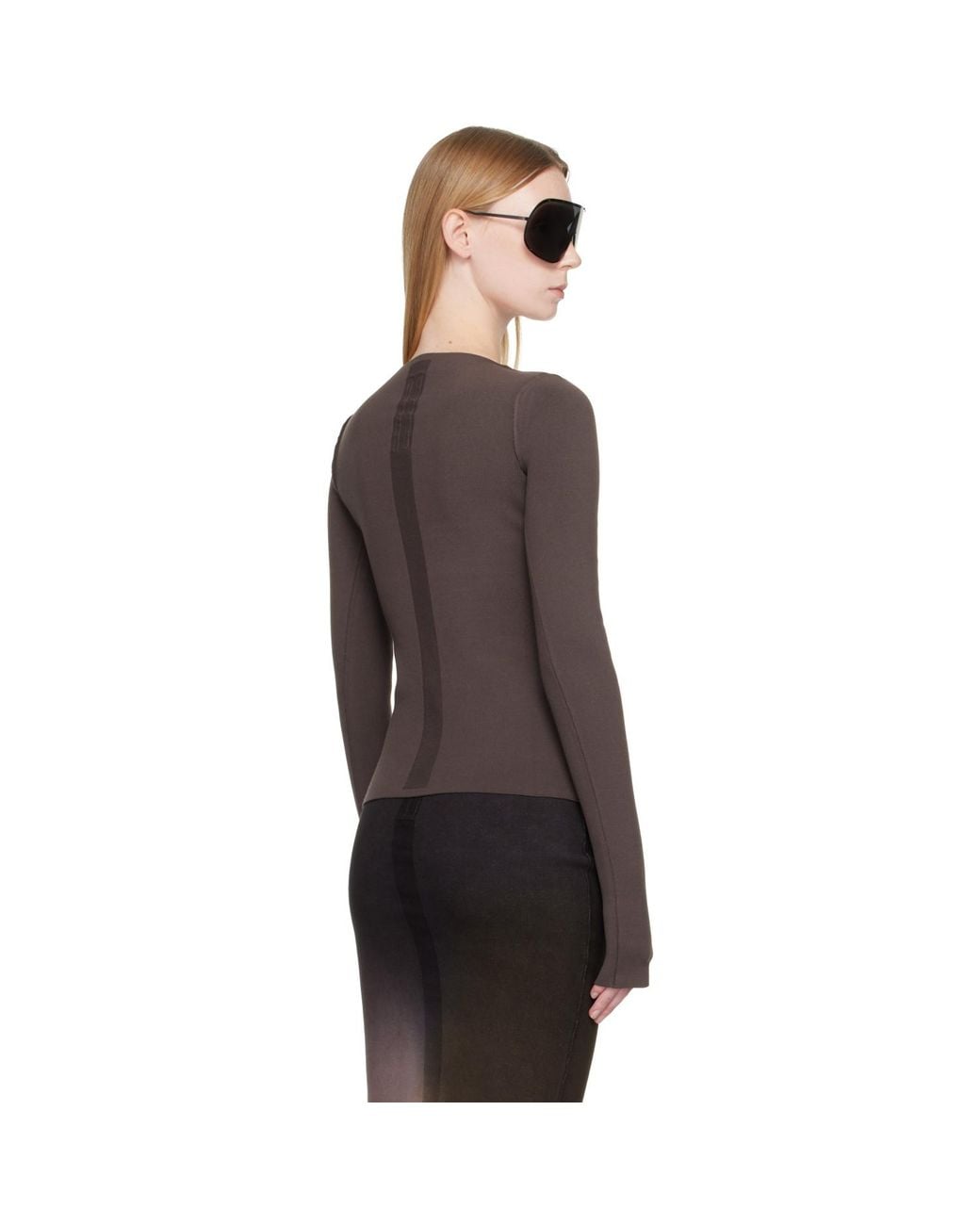 Rick Owens Brown Tower Tight Ls T-Shirt