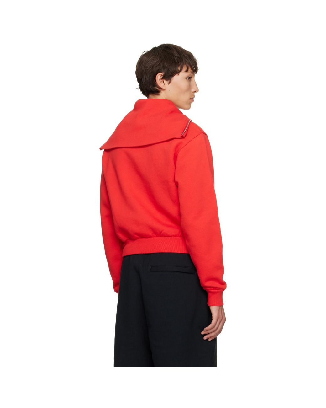 Abra Red Zipped Up Neck Hoodie for men