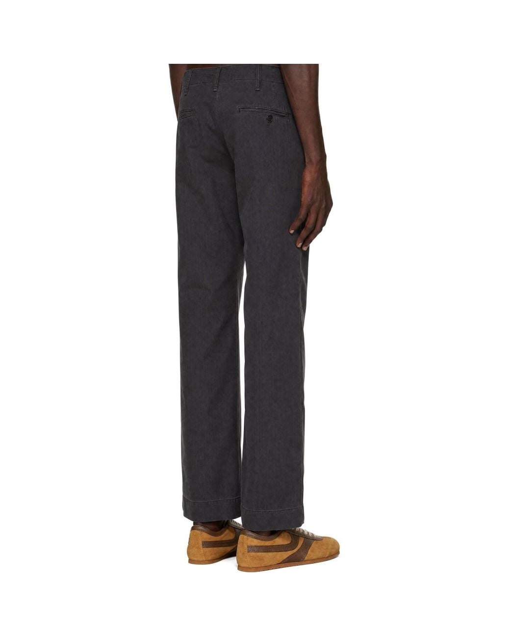 RRL Black Herringbone Cotton Trousers for men