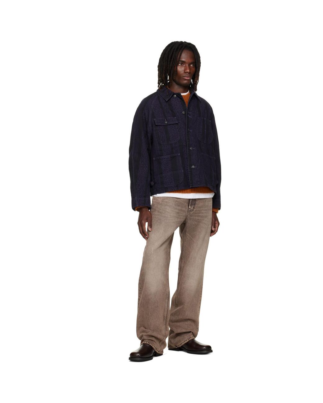 Needles Blue Python Jacquard Short Denim Jacket for men