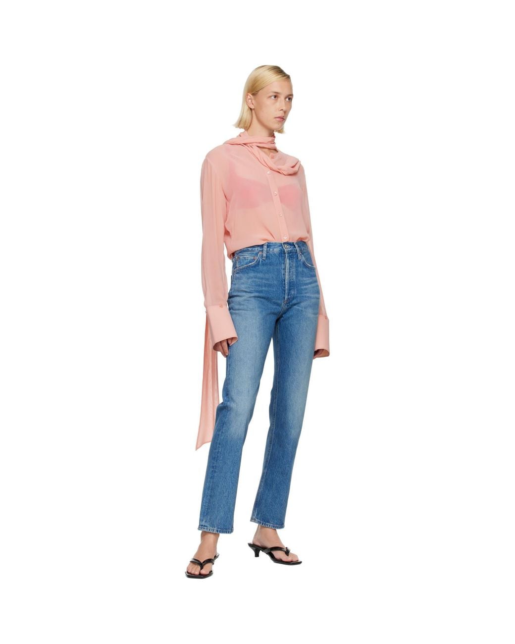 Agolde Blue 90's Pinch Waist High Rise Straight Jeans