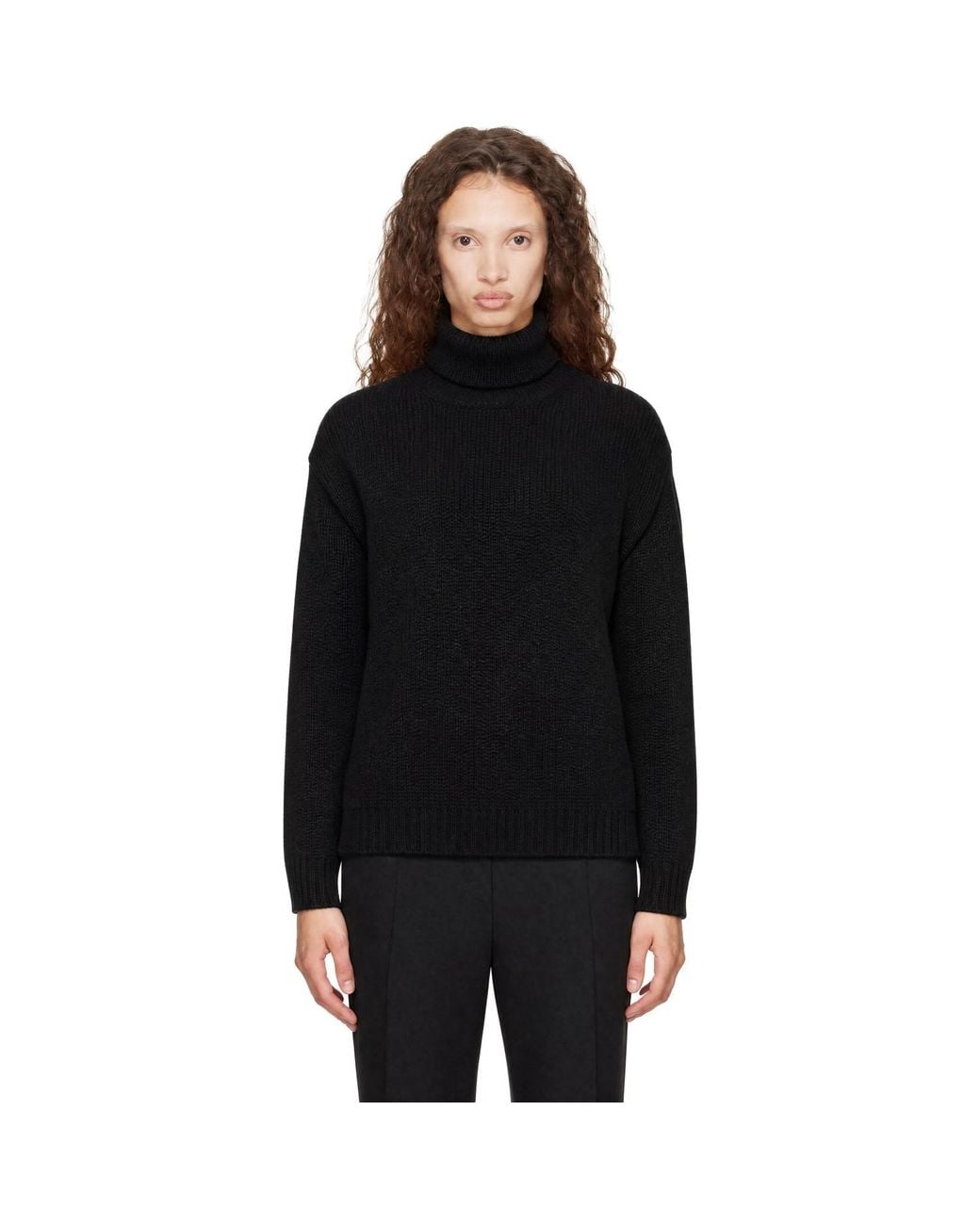 Tom Ford Black Wool Cashmere Mohair Turtleneck Knit Sweater