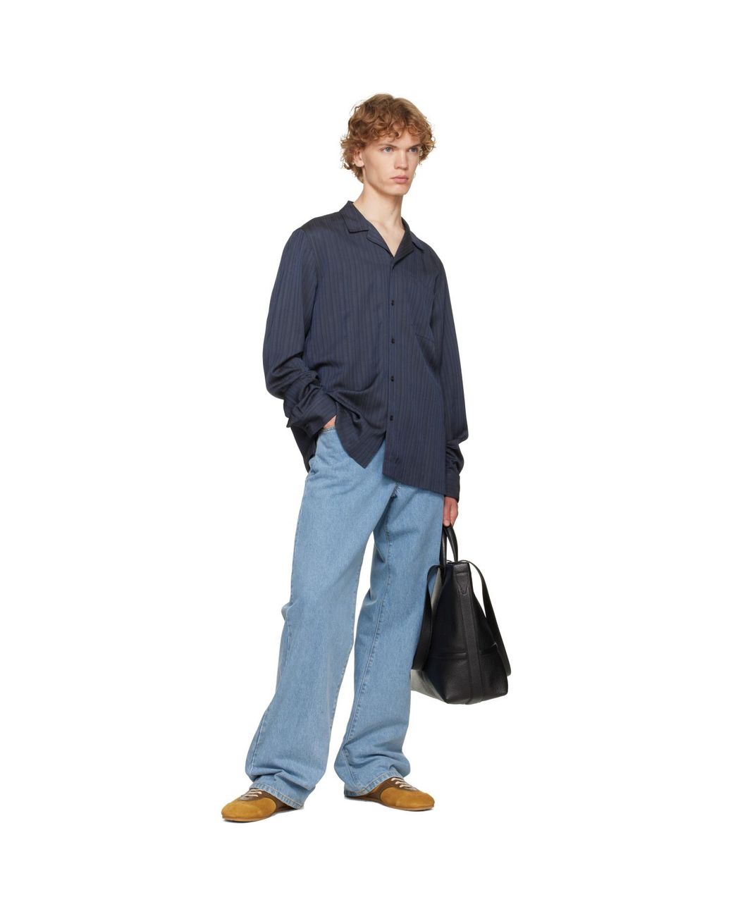 Dries Van Noten Blue Viscose Twill Shirt for men