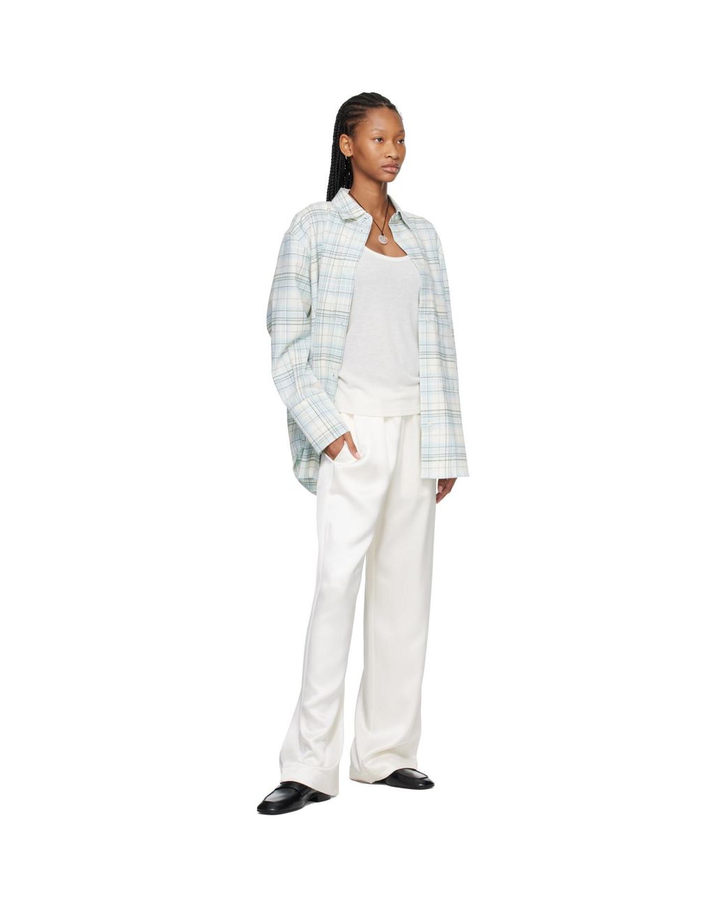 Rohe White Relaxed Fit Satin Trousers