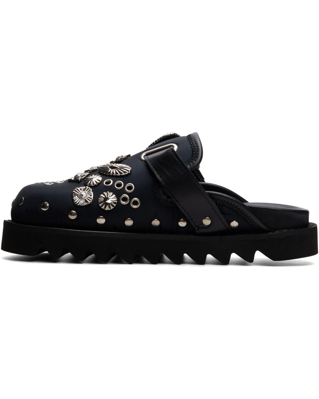 Toga Black Eyelet Metal Sabot Slip-On Loafers